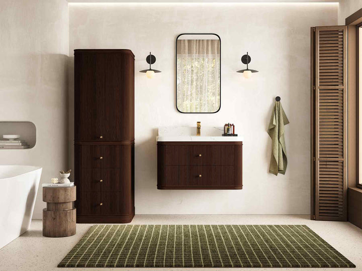 Hampton Floating Teak 36 in. W x 22 in. D Center Sink Bathroom Vanity - photo 4