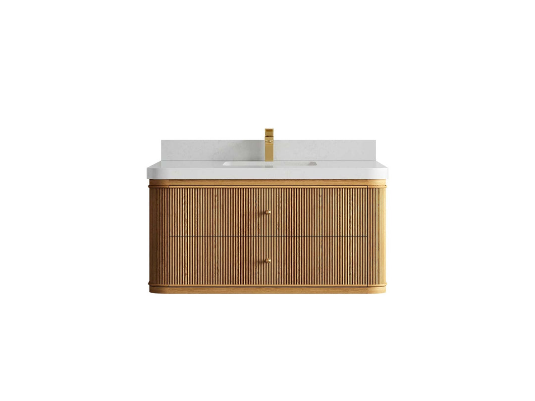 Hampton Floating Teak 42 in. W x 22 in. D Single Sink Bathroom Vanity - Willow Bath and Vanity