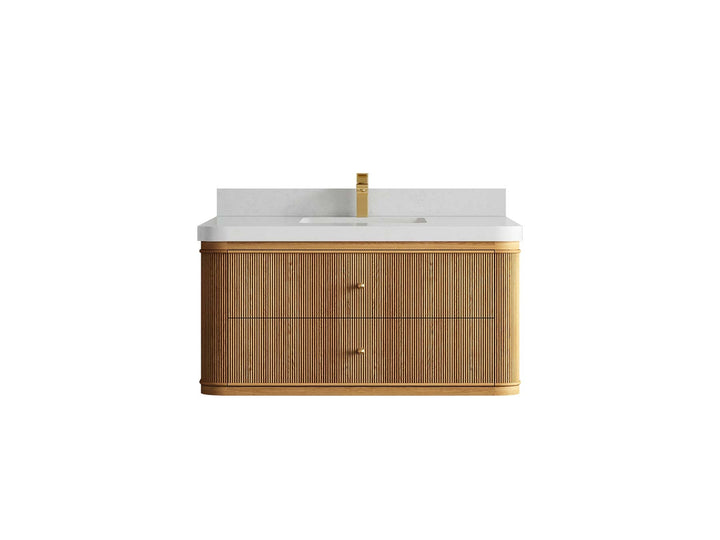 Hampton Floating Teak 42 in. W x 22 in. D Single Sink Bathroom Vanity - photo 11