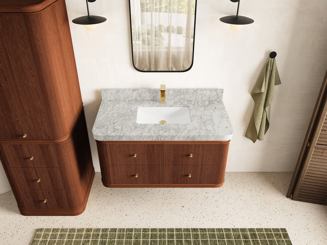 Hampton Floating Teak 42 in. W x 22 in. D Single Sink Bathroom Vanity - Willow Bath and Vanity