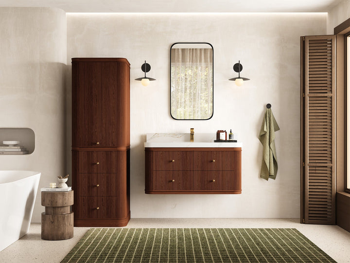 Hampton Floating Teak 42 in. W x 22 in. D Single Sink Bathroom Vanity - photo 4