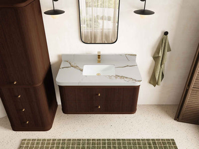 Hampton Floating Teak 42 in. W x 22 in. D Single Sink Bathroom Vanity - Willow Bath and Vanity