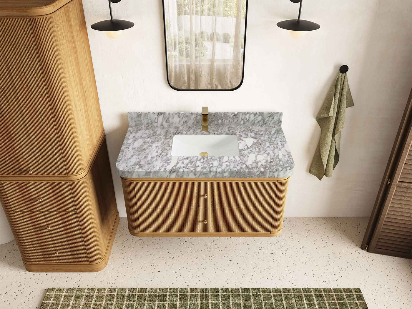 Hampton Floating Teak 42 in. W x 22 in. D Single Sink Bathroom Vanity