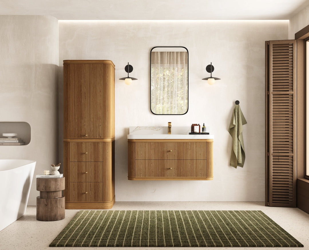 Hampton Floating Teak 42 in. W x 22 in. D Single Sink Bathroom Vanity - Willow Bath and Vanity