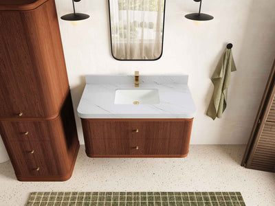 Hampton Floating Teak 42 in. W x 22 in. D Single Sink Bathroom Vanity - Willow Bath and Vanity
