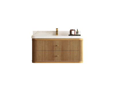 Hampton Floating Teak 42 in. W x 22 in. D Single Sink Bathroom Vanity - Willow Bath and Vanity