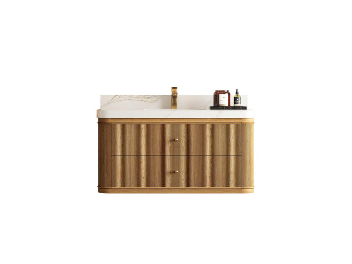 Hampton Floating Teak 42 in. W x 22 in. D Single Sink Bathroom Vanity - photo 1