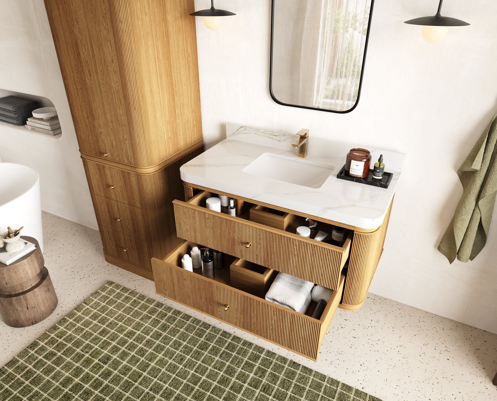 Hampton Floating Teak 42 in. W x 22 in. D Single Sink Bathroom Vanity - Willow Bath and Vanity