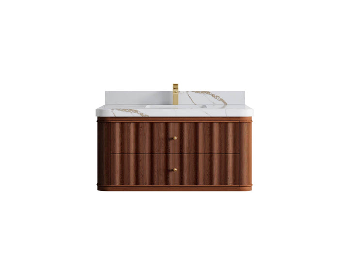Hampton Floating Teak 42 in. W x 22 in. D Single Sink Bathroom Vanity - photo 11