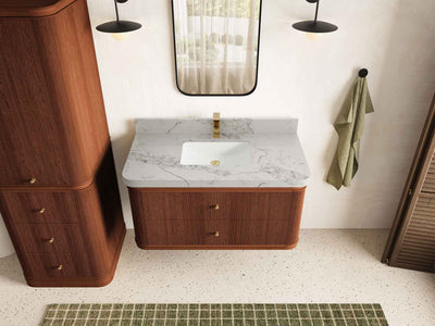 Hampton Floating Teak 42 in. W x 22 in. D Single Sink Bathroom Vanity - Willow Bath and Vanity
