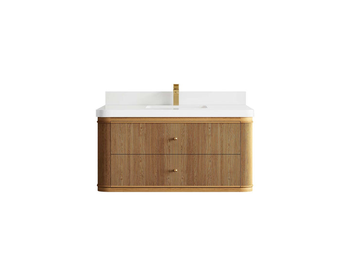 Hampton Floating Teak 42 in. W x 22 in. D Single Sink Bathroom Vanity - photo 25