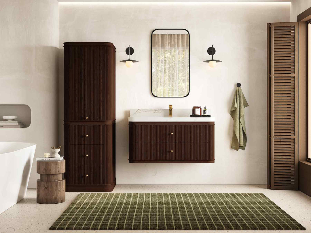Hampton Floating Teak 42 in. W x 22 in. D Single Sink Bathroom Vanity - Willow Bath and Vanity