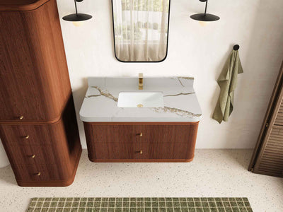 Hampton Floating Teak 42 in. W x 22 in. D Single Sink Bathroom Vanity - Willow Bath and Vanity
