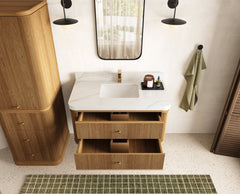 Hampton Floating Teak 42 in. W x 22 in. D Single Sink Bathroom Vanity - photo 5