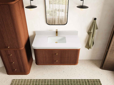 Hampton Floating Teak 42 in. W x 22 in. D Single Sink Bathroom Vanity - Willow Bath and Vanity