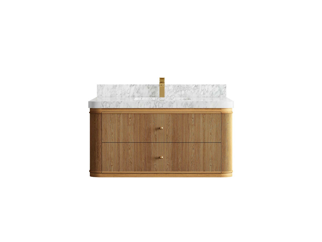 Hampton Floating Teak 42 in. W x 22 in. D Single Sink Bathroom Vanity - Willow Bath and Vanity