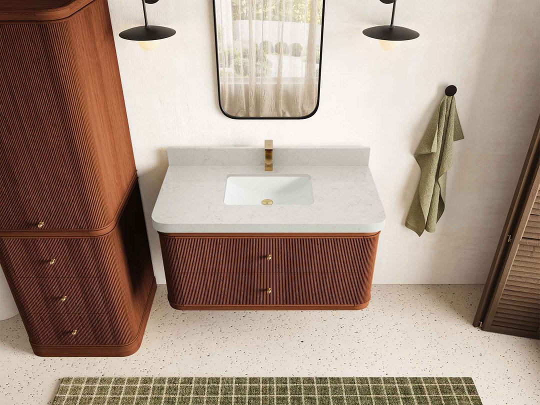 Hampton Floating Teak 42 in. W x 22 in. D Single Sink Bathroom Vanity - Willow Bath and Vanity