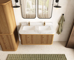 Hampton Floating Teak 48 in. W x 22 in. D Double Sink Bathroom Vanity - photo 5