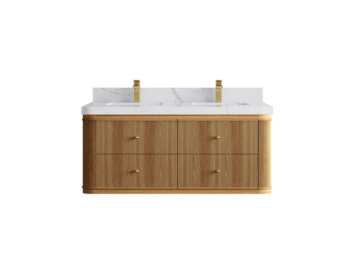 Hampton Floating Teak 48 in. W x 22 in. D Double Sink Bathroom Vanity - photo 8