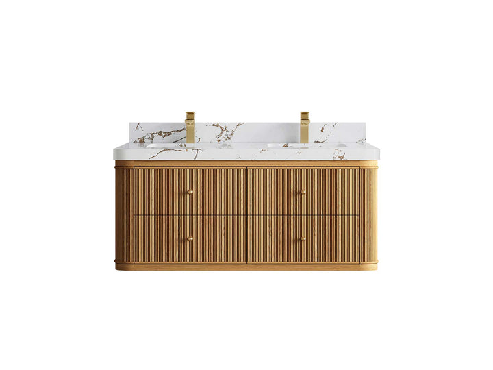 Hampton Floating Teak 48 in. W x 22 in. D Double Sink Bathroom Vanity - photo 17