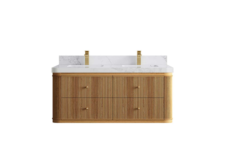 Hampton Floating Teak 48 in. W x 22 in. D Double Sink Bathroom Vanity - photo 15