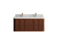 Hampton Floating Teak 48 in. W x 22 in. D Double Sink Bathroom Vanity - photo 8
