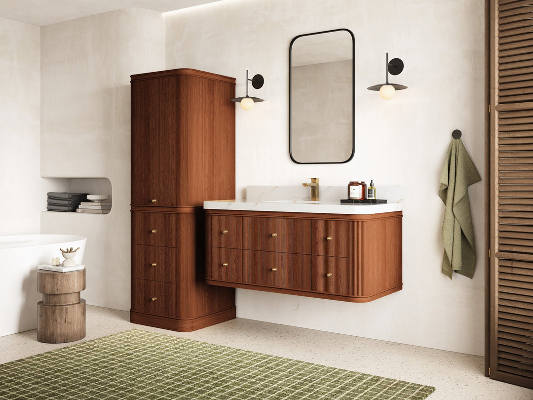 Hampton Floating Teak 48 in. W x 22 in. D Single Sink Bathroom Vanity - Willow Bath and Vanity