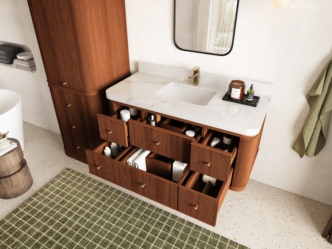Hampton Floating Teak 48 in. W x 22 in. D Single Sink Bathroom Vanity - Willow Bath and Vanity