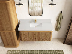 Hampton Floating Teak 48 in. W x 22 in. D Single Sink Bathroom Vanity - photo 10