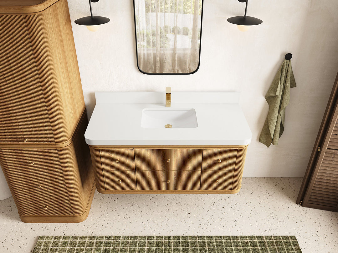Hampton Floating Teak 48 in. W x 22 in. D Single Sink Bathroom Vanity - Willow Bath and Vanity