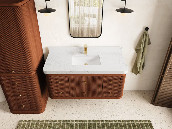 Hampton Floating Teak 48 in. W x 22 in. D Single Sink Bathroom Vanity - photo 20