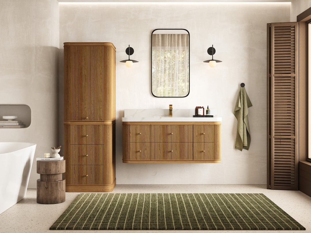 Hampton Floating Teak 48 in. W x 22 in. D Single Sink Bathroom Vanity - Willow Bath and Vanity