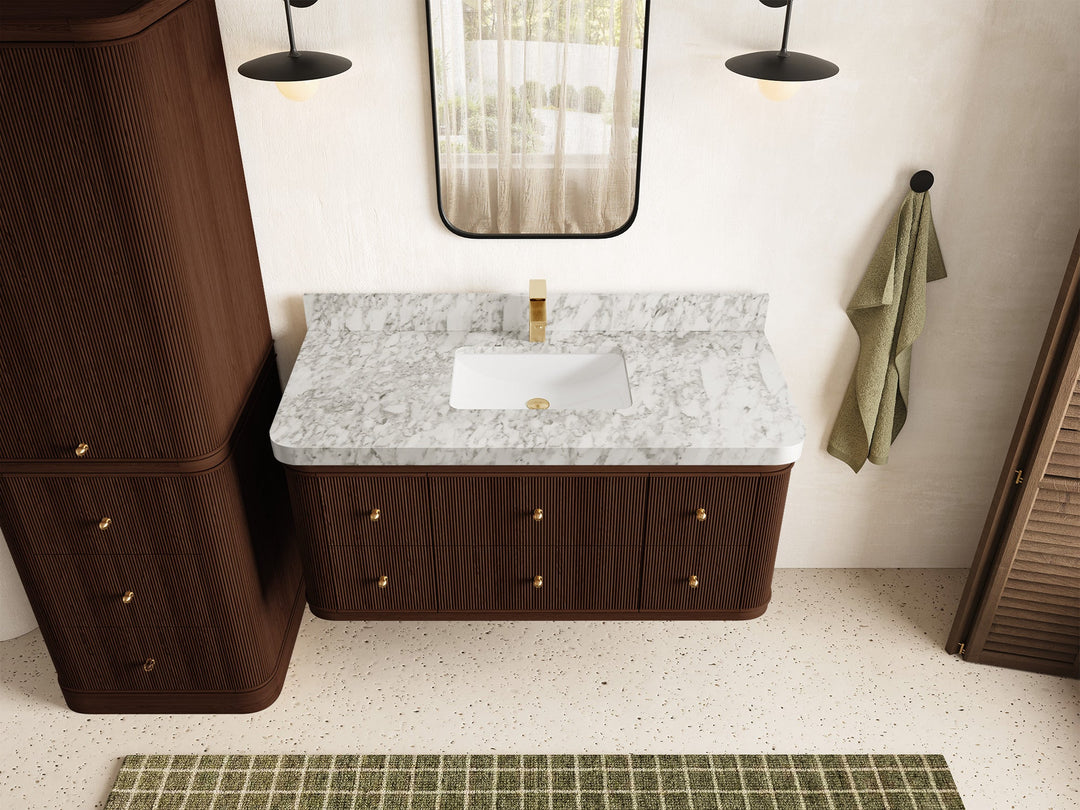 Hampton Floating Teak 48 in. W x 22 in. D Single Sink Bathroom Vanity - Willow Bath and Vanity