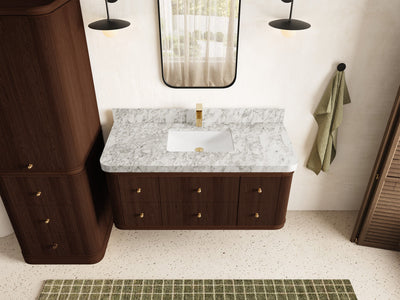 Hampton Floating Teak 48 in. W x 22 in. D Single Sink Bathroom Vanity - Willow Bath and Vanity