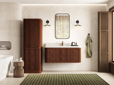 Hampton Floating Teak 48 in. W x 22 in. D Single Sink Bathroom Vanity - Willow Bath and Vanity