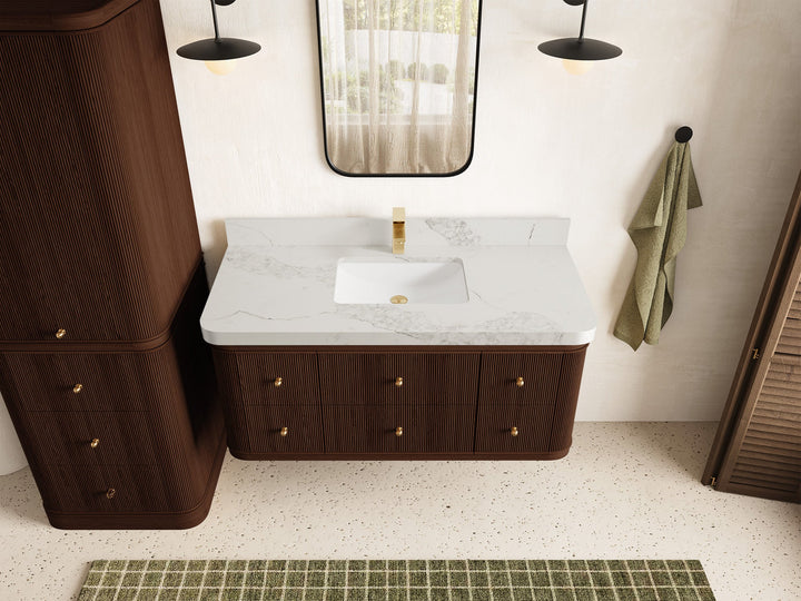 Hampton Floating Teak 48 in. W x 22 in. D Single Sink Bathroom Vanity - photo 16