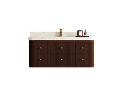 Hampton Floating Teak 48 in. W x 22 in. D Single Sink Bathroom Vanity - photo 1