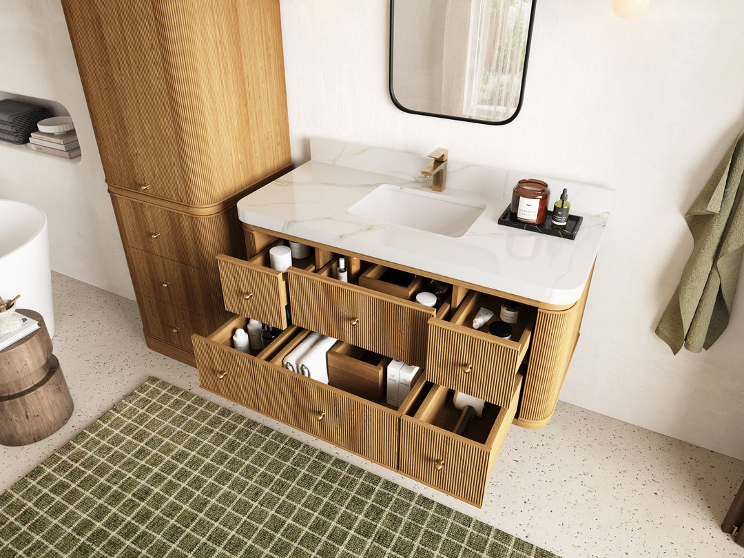 Hampton Floating Teak 48 in. W x 22 in. D Single Sink Bathroom Vanity - Willow Bath and Vanity