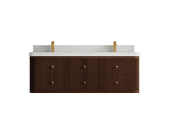 Hampton Floating Teak 60 in. W x 22 in. D Double Sink Bathroom Vanity - photo 11