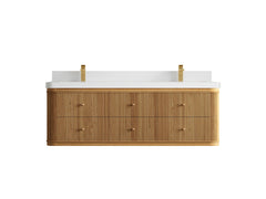 Hampton Floating Teak 60 in. W x 22 in. D Double Sink Bathroom Vanity - photo 23