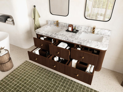 Hampton Floating Teak 60 in. W x 22 in. D Double Sink Bathroom Vanity - Willow Bath and Vanity