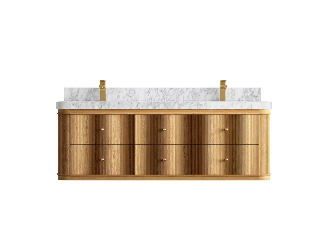 Hampton Floating Teak 60 in. W x 22 in. D Double Sink Bathroom Vanity - Willow Bath and Vanity