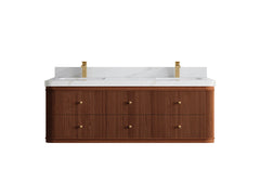 Hampton Floating Teak 60 in. W x 22 in. D Double Sink Bathroom Vanity - photo 19