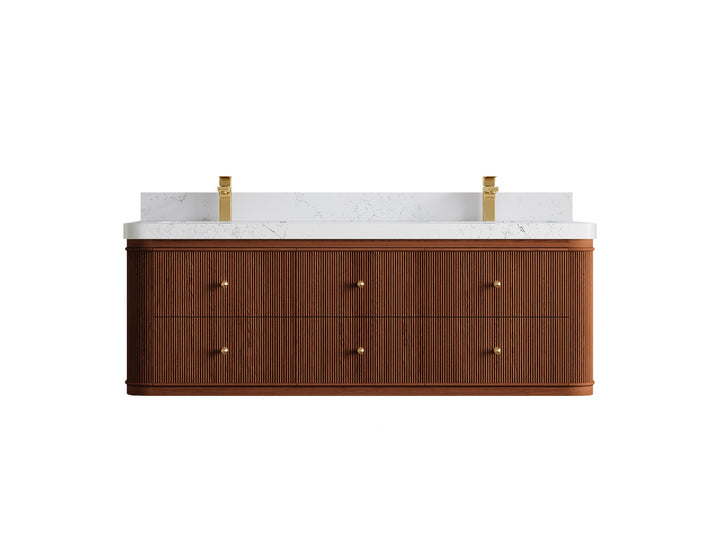 Hampton Floating Teak 60 in. W x 22 in. D Double Sink Bathroom Vanity - photo 21