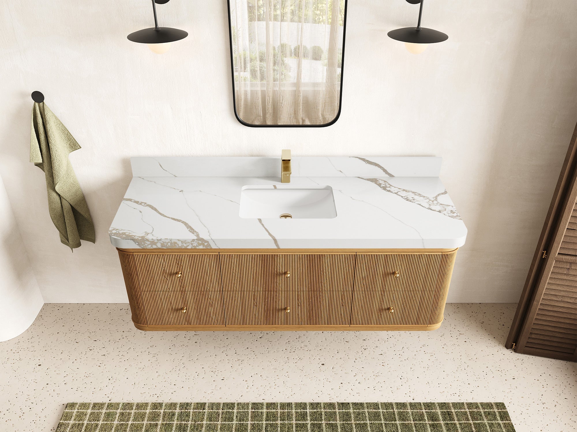 Hampton Floating Teak 60 in. W x 22 in. D Single Sink Bathroom Vanity - Willow Bath and Vanity