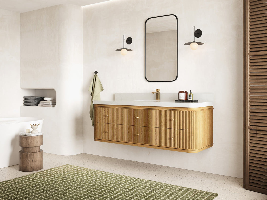 Hampton Floating Teak 60 in. W x 22 in. D Single Sink Bathroom Vanity - Willow Bath and Vanity