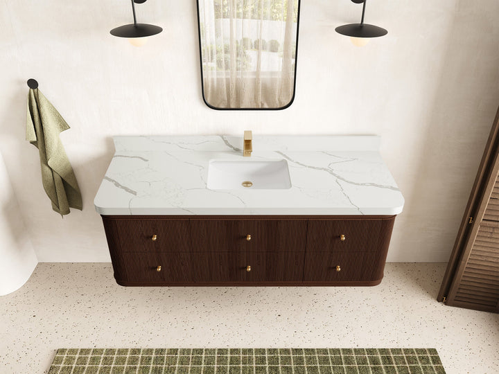Hampton Floating Teak 60 in. W x 22 in. D Single Sink Bathroom Vanity - photo 14
