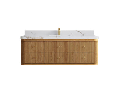 Hampton Floating Teak 60 in. W x 22 in. D Single Sink Bathroom Vanity - Willow Bath and Vanity