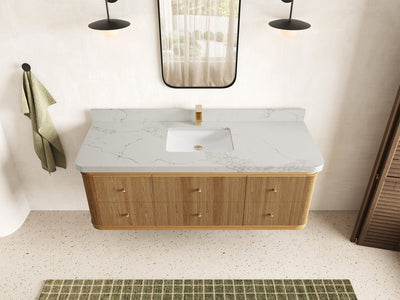Hampton Floating Teak 60 in. W x 22 in. D Single Sink Bathroom Vanity - Willow Bath and Vanity