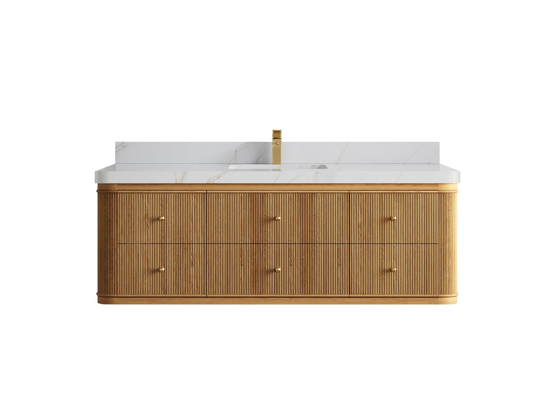 Hampton Floating Teak 60 in. W x 22 in. D Single Sink Bathroom Vanity - Willow Bath and Vanity